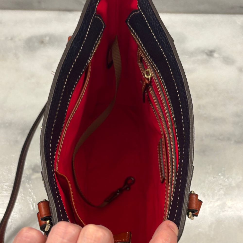 Dooney & Bourke Navy and Tan Tote Bag - Picture 3 of 3